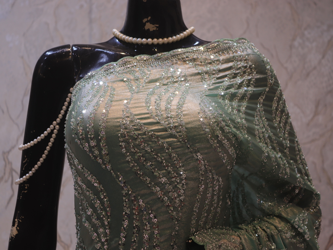 "The Light Turquoise" Premium Designer Saree