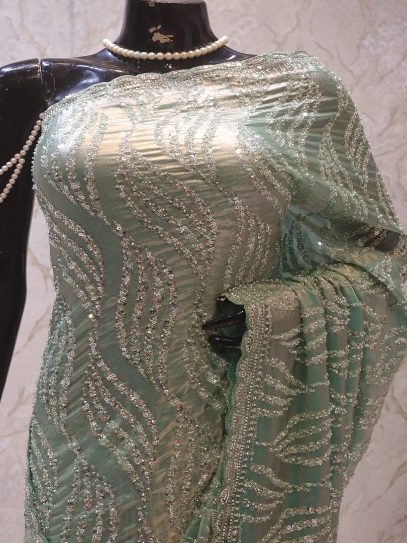 "The Light Turquoise" Premium Designer Saree - Image 2