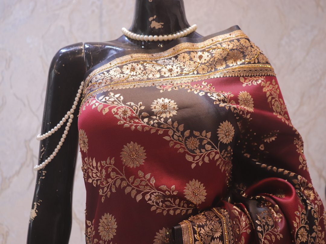 "The Maroon Duet" Premium Banarasi Silk Saree