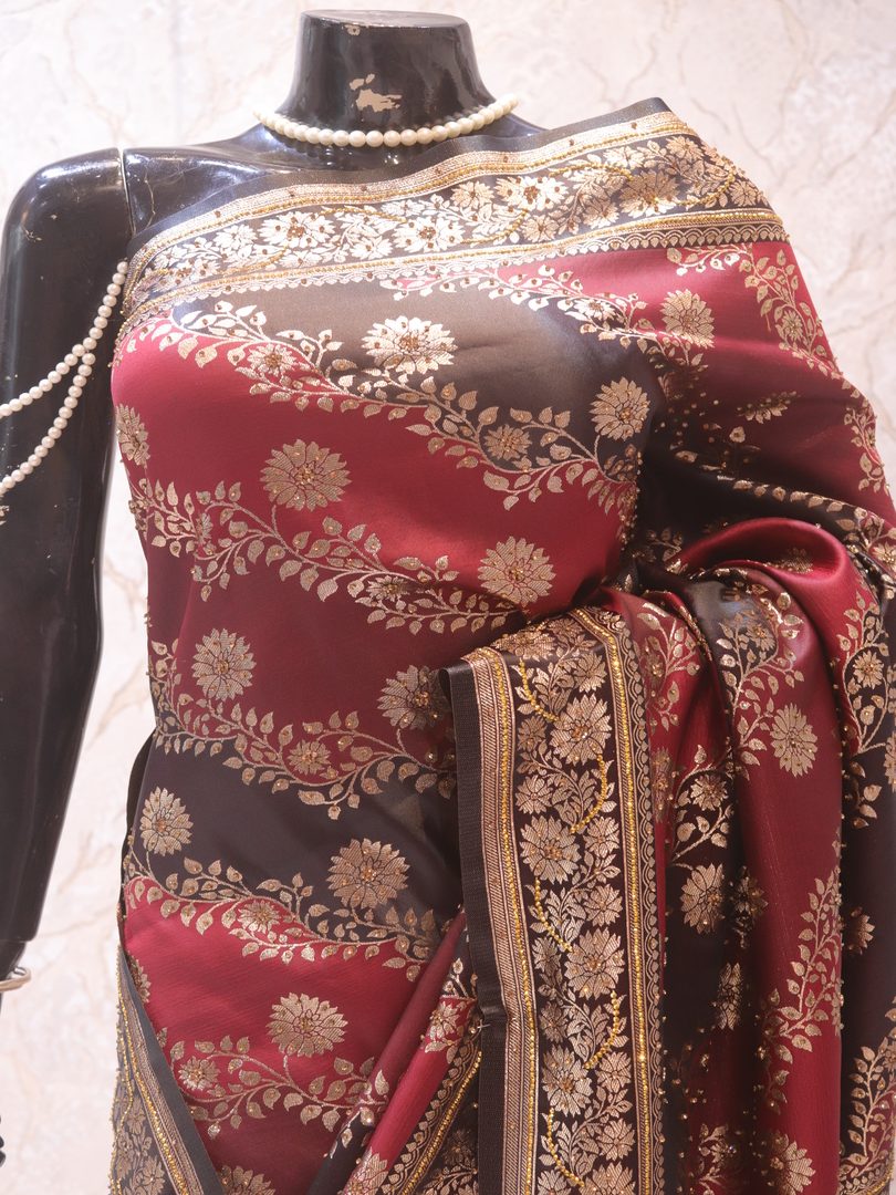 "The Maroon Duet" Premium Banarasi Silk Saree - Image 2
