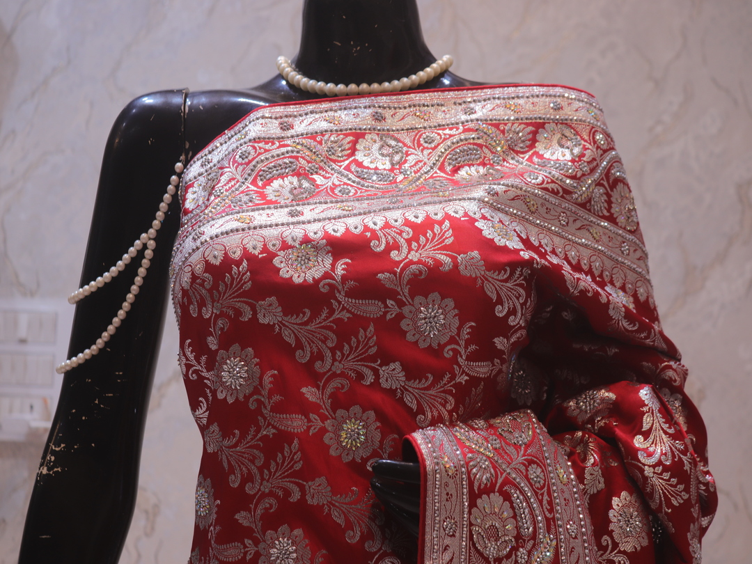 "The Bridal Red" Premium Banarasi Silk Saree