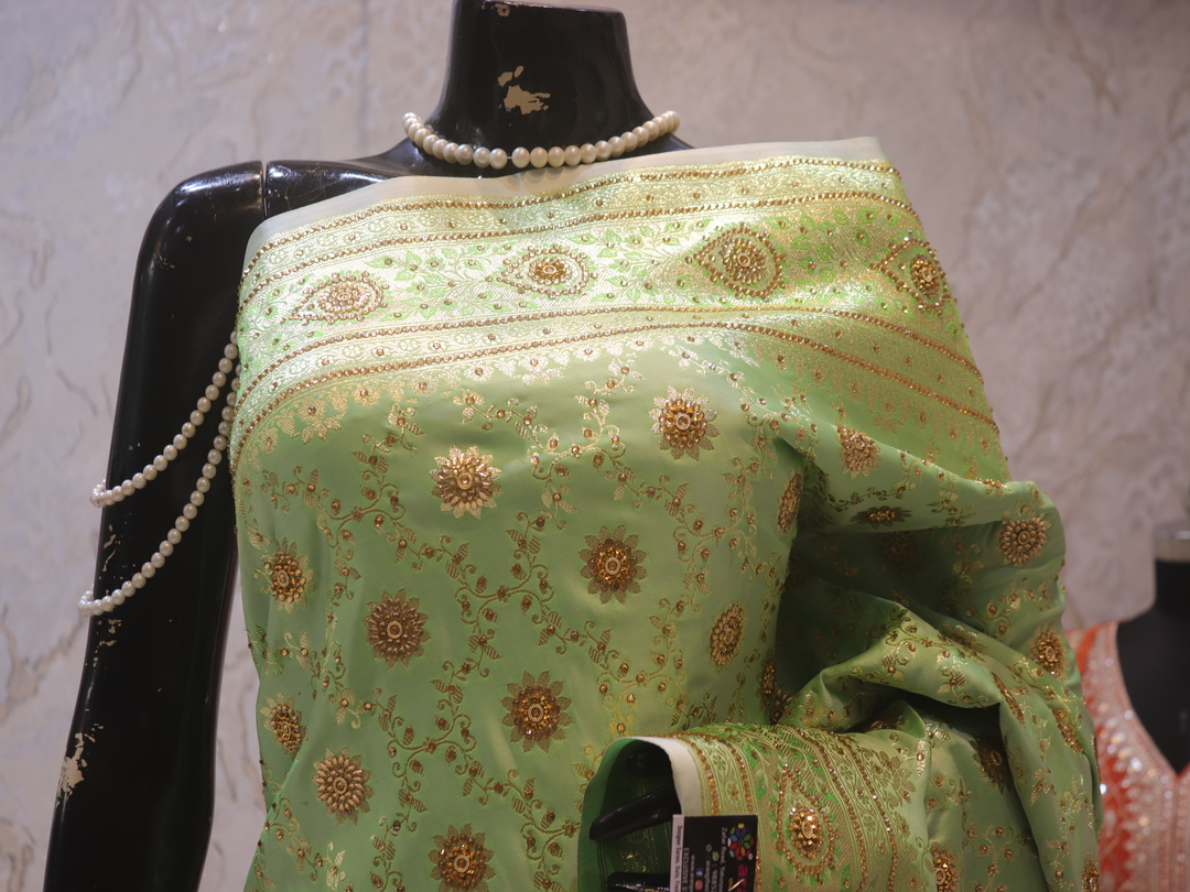 "The Apple Green" Premium Banarasi Saree|