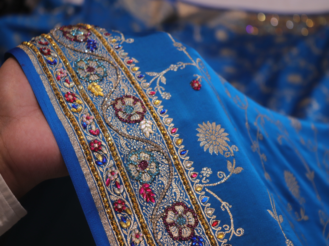 "The French Blue" Vol 11 Premium Bridal Banarasi Silk Saree - Image 5