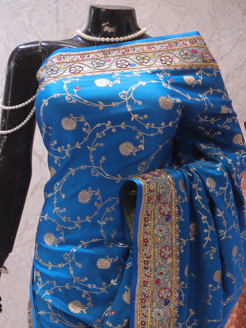 "The French Blue" Vol 11 Premium Bridal Banarasi Silk Saree - Image 2