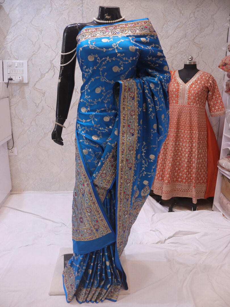 "The French Blue" Vol 11 Premium Bridal Banarasi Silk Saree - Image 3