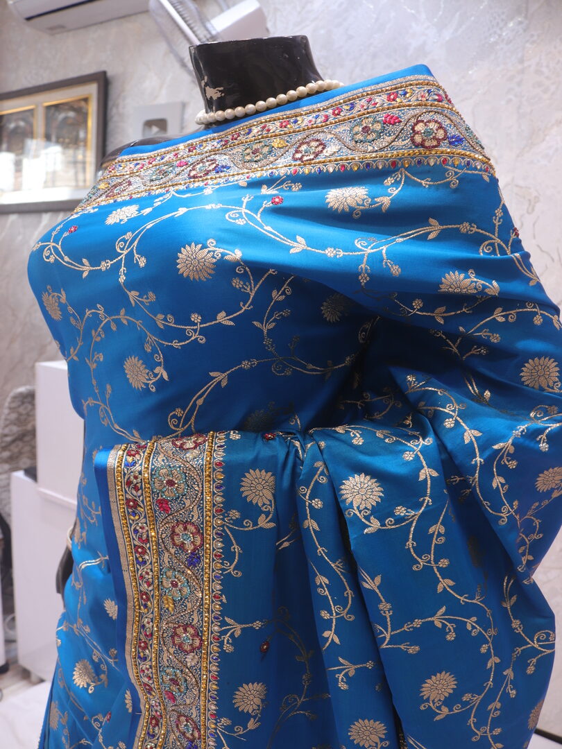 "The French Blue" Vol 11 Premium Bridal Banarasi Silk Saree - Image 4