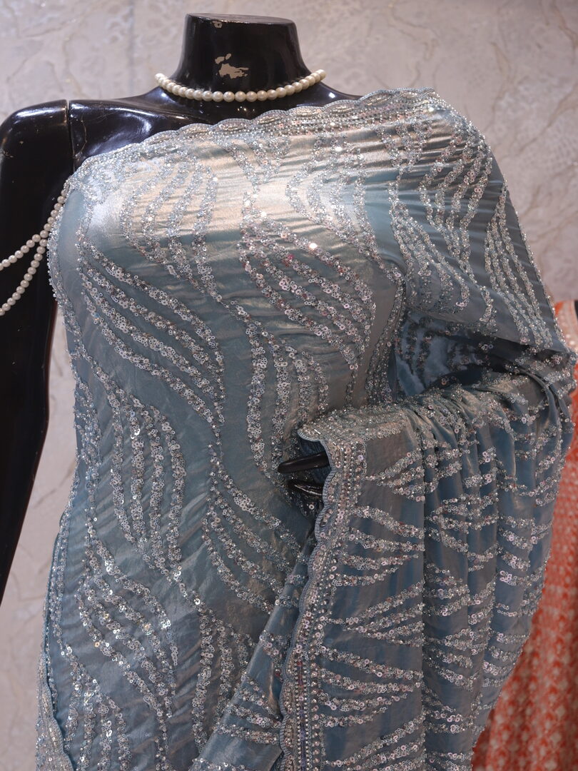 "The Turkish Blue" Premium Designer Saree - Image 2