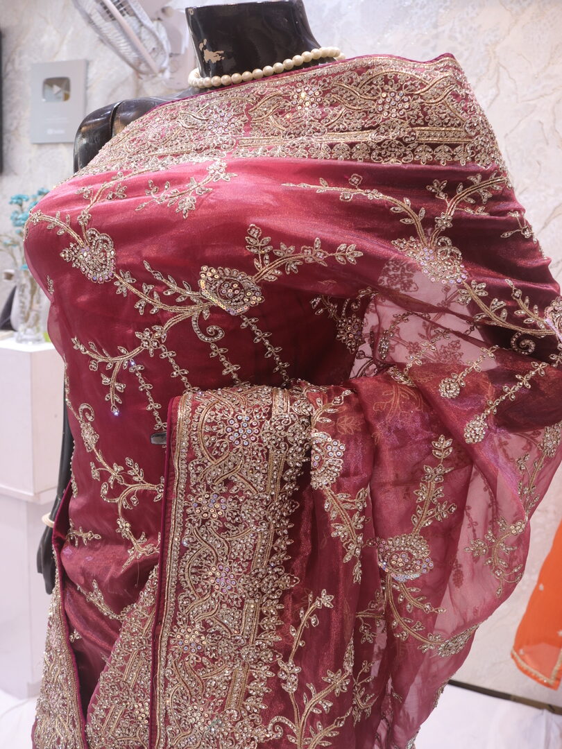 “The Rouge Pink” Premium Designer Saree - Image 4