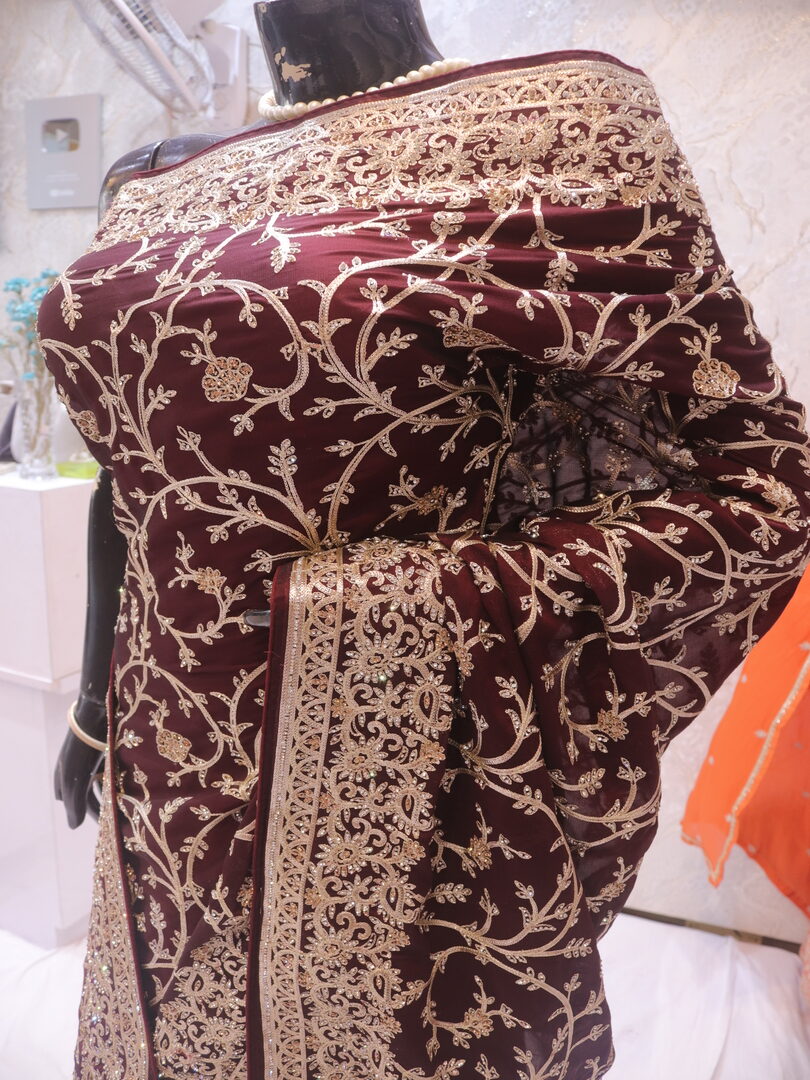 "The Garnet" Premium Wedding Wear Saree - Image 4