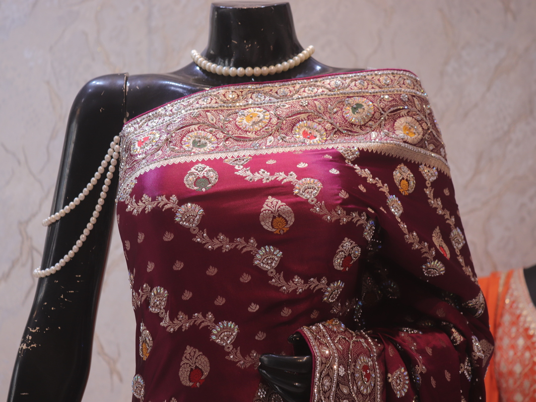 "The Dark Raspberry" Premium Bridal Banarasi Silk Saree