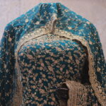 "The Peacock Blue" Premium Designer Saree with Veil