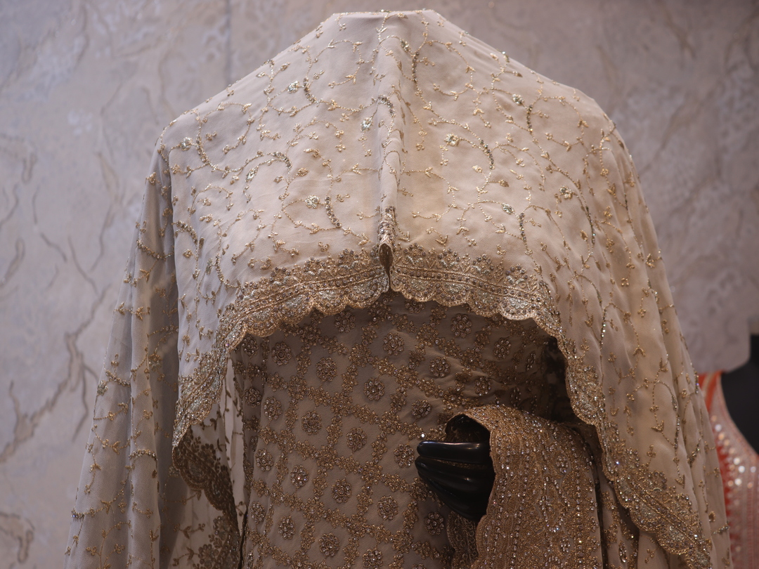 “The Pearls White” Premium Designer Saree with veil