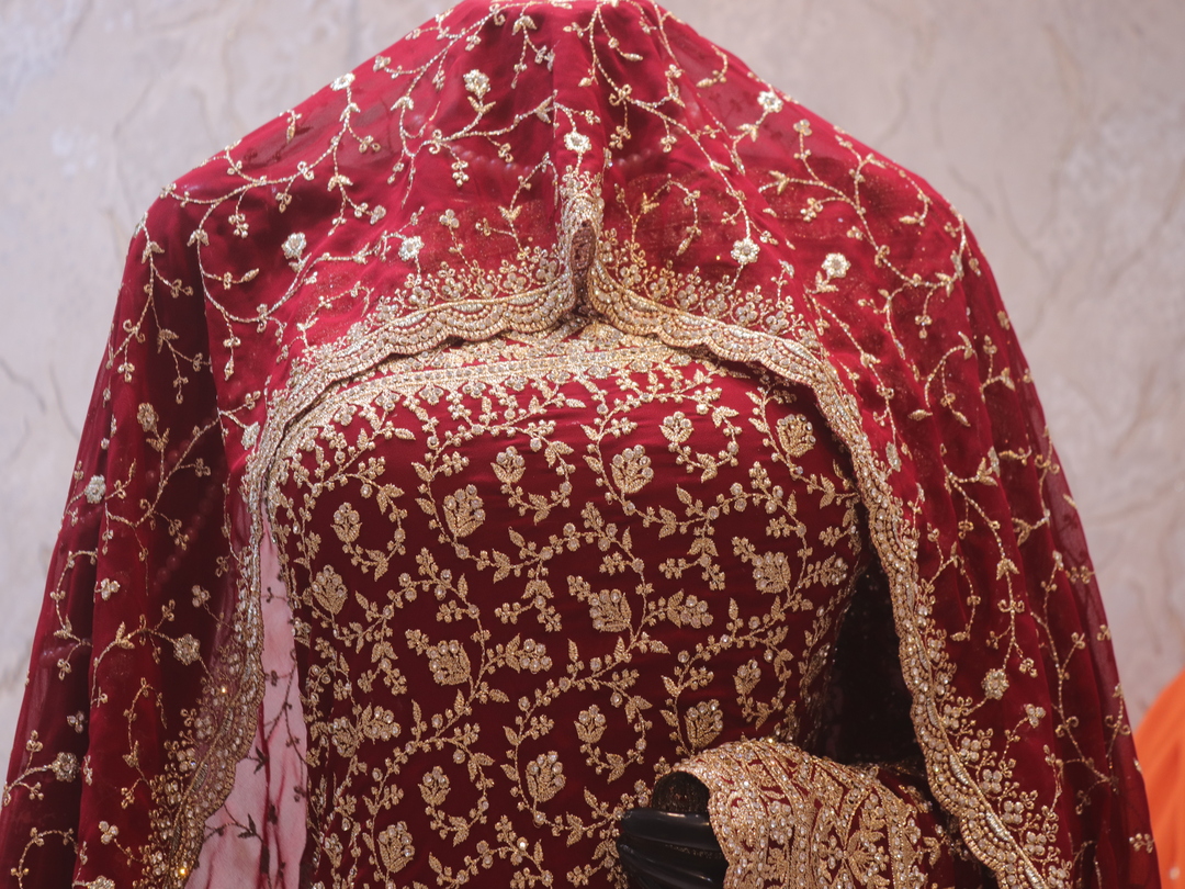 "The Mahogany Red" Premium Designer Saree with Veil