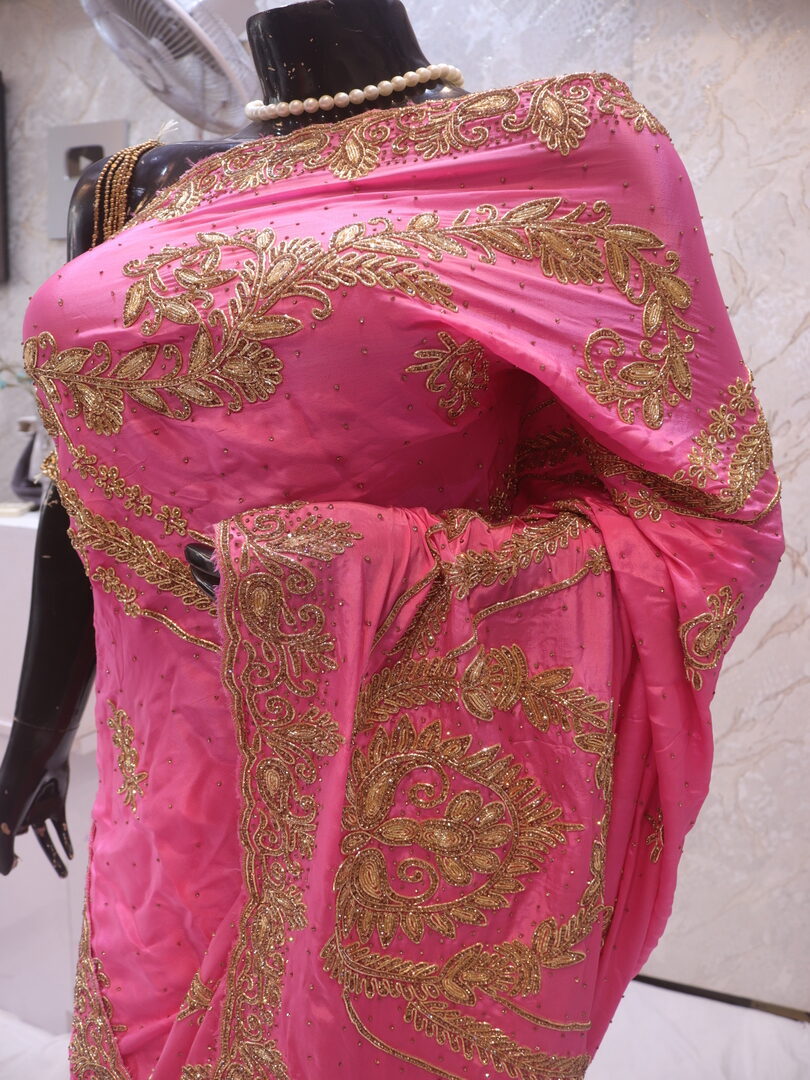 “The Persian Pink” Premium Handcrafted Saree - Image 4