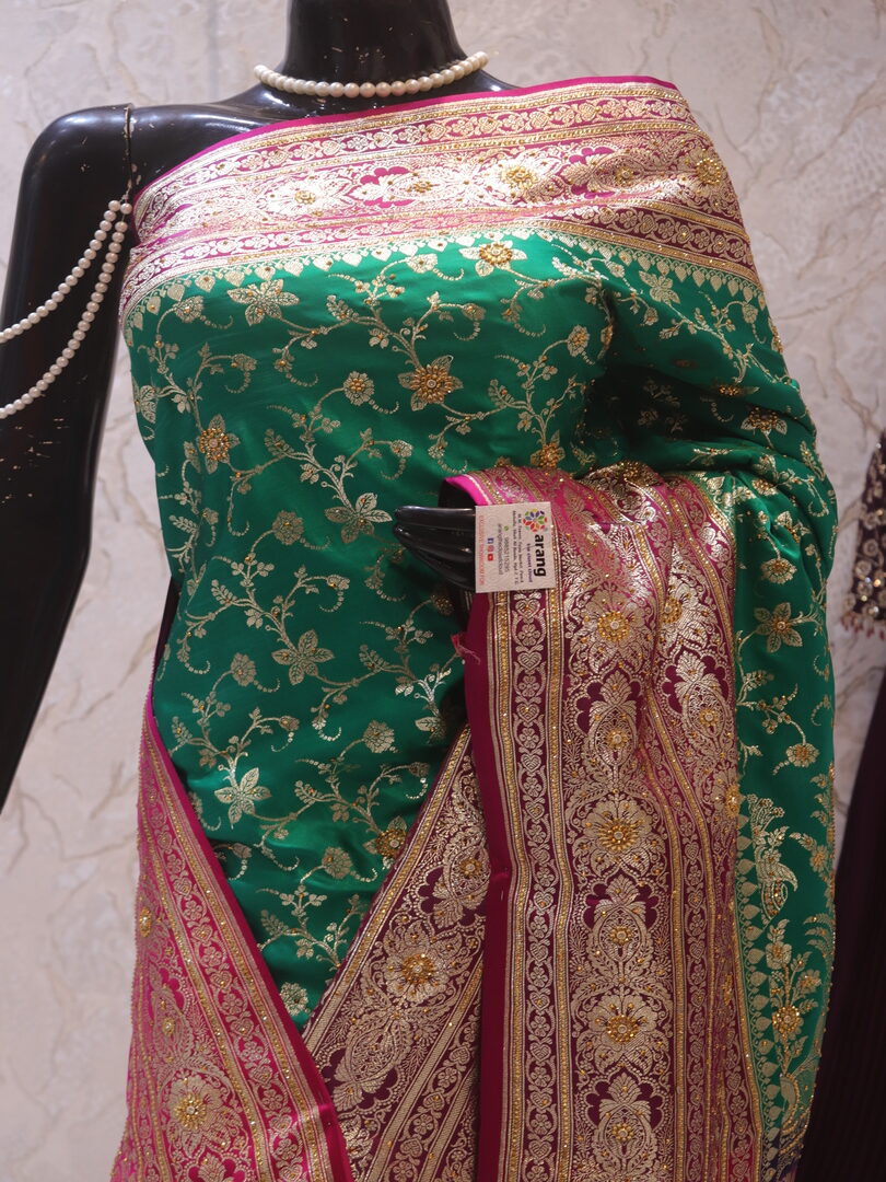 "The Persian Green Duet" Premium Banarasi Silk Saree - Image 2