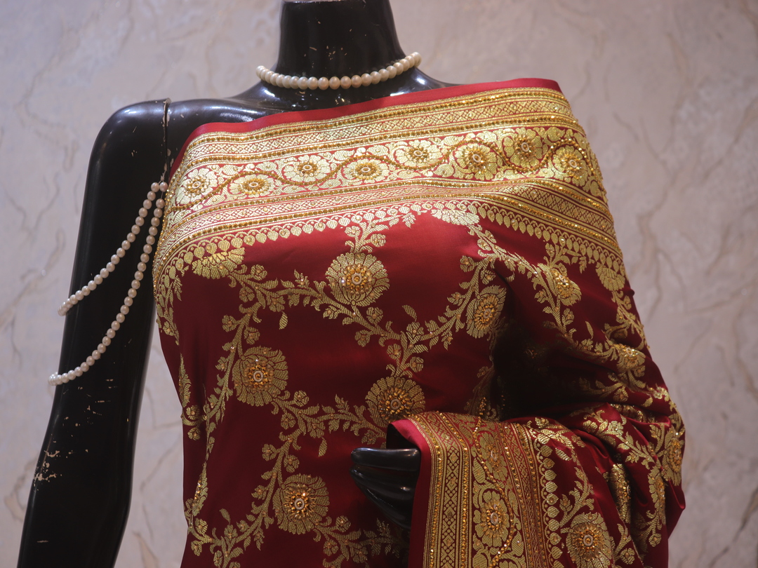 “The Mahogany Red” Premium Banarasi Silk Saree