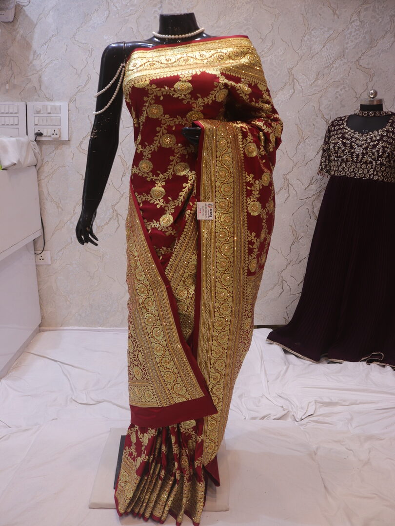 “The Mahogany Red” Premium Banarasi Silk Saree - Image 3