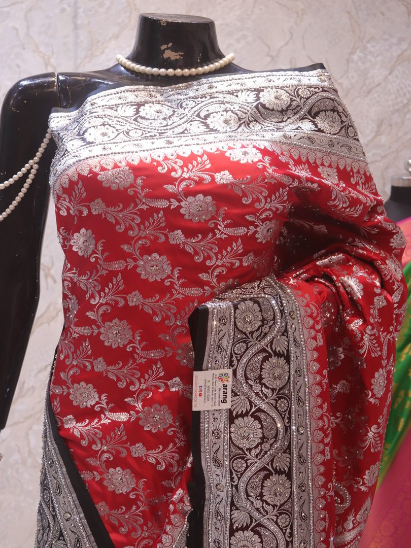 "The Rose Red" Premium Banarasi Silk Saree - Image 2