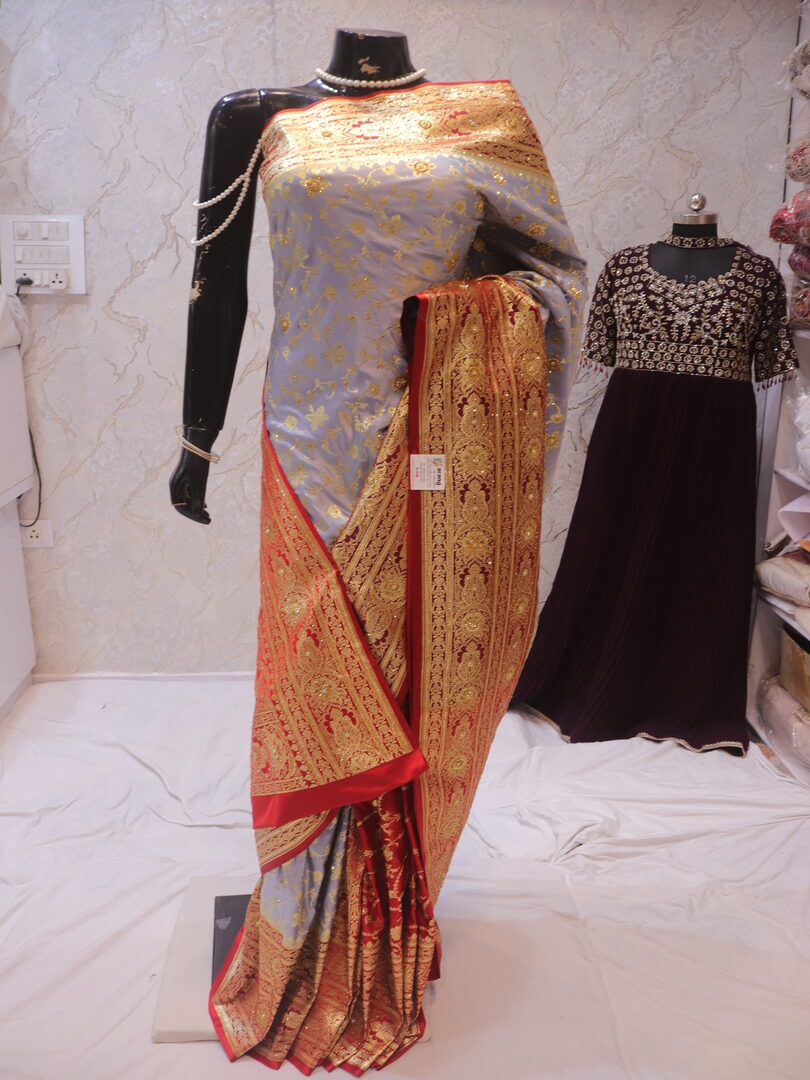 "The Baby Blue Duet" Premium Banarasi Silk Saree - Image 3