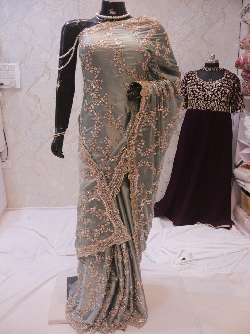 "The Laurel Green” Premium Designer Saree - Image 3
