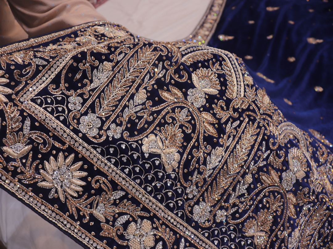 “The Prussian Blue” Premium Handcrafted Saree - Image 5