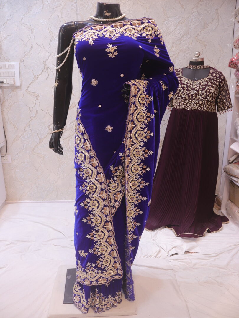 “The Royal Blue” Premium Handcrafted Saree - Image 3