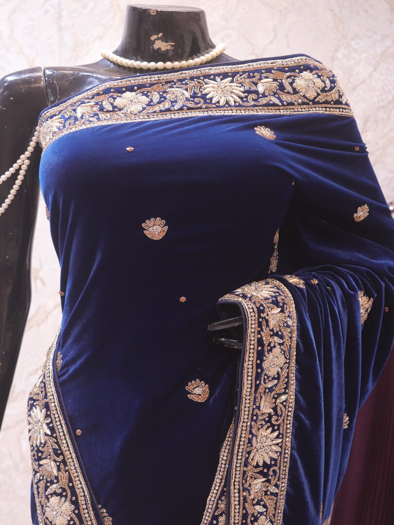 “The Prussian Blue” Premium Handcrafted Saree - Image 2