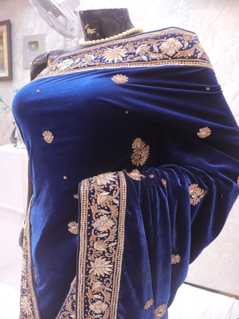 “The Prussian Blue” Premium Handcrafted Saree - Image 4