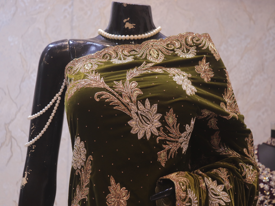 “The Olive Green” Premium Handcrafted Saree