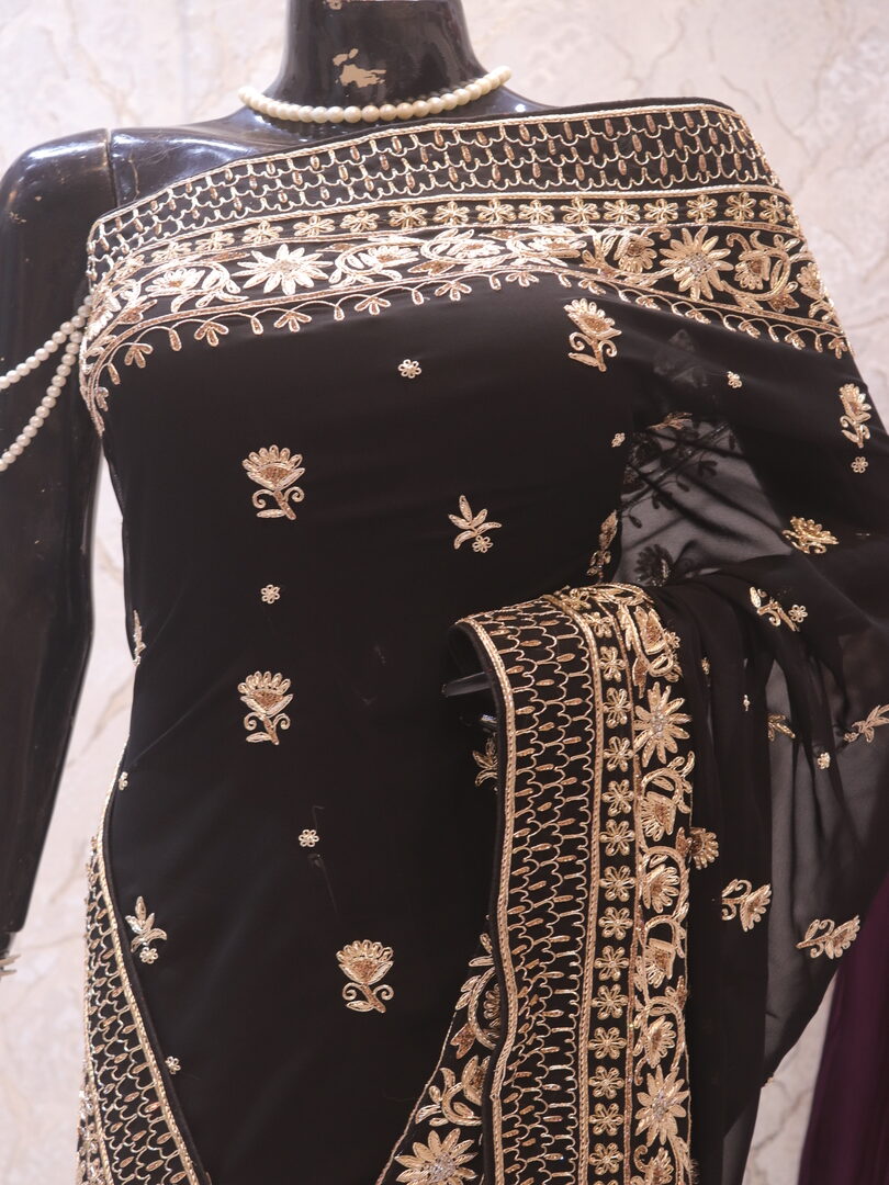 “The Persian Black” Premium Handcrafted Saree - Image 2