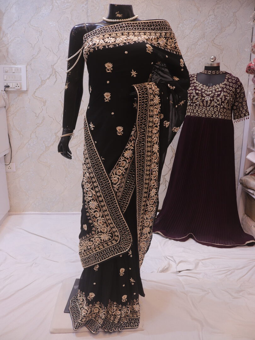 “The Persian Black” Premium Handcrafted Saree - Image 3
