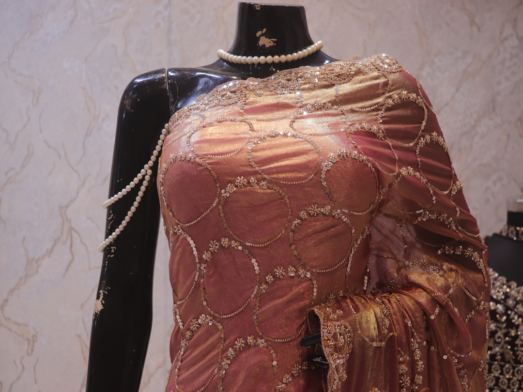 "The Golden Pink” Premium Designer Saree