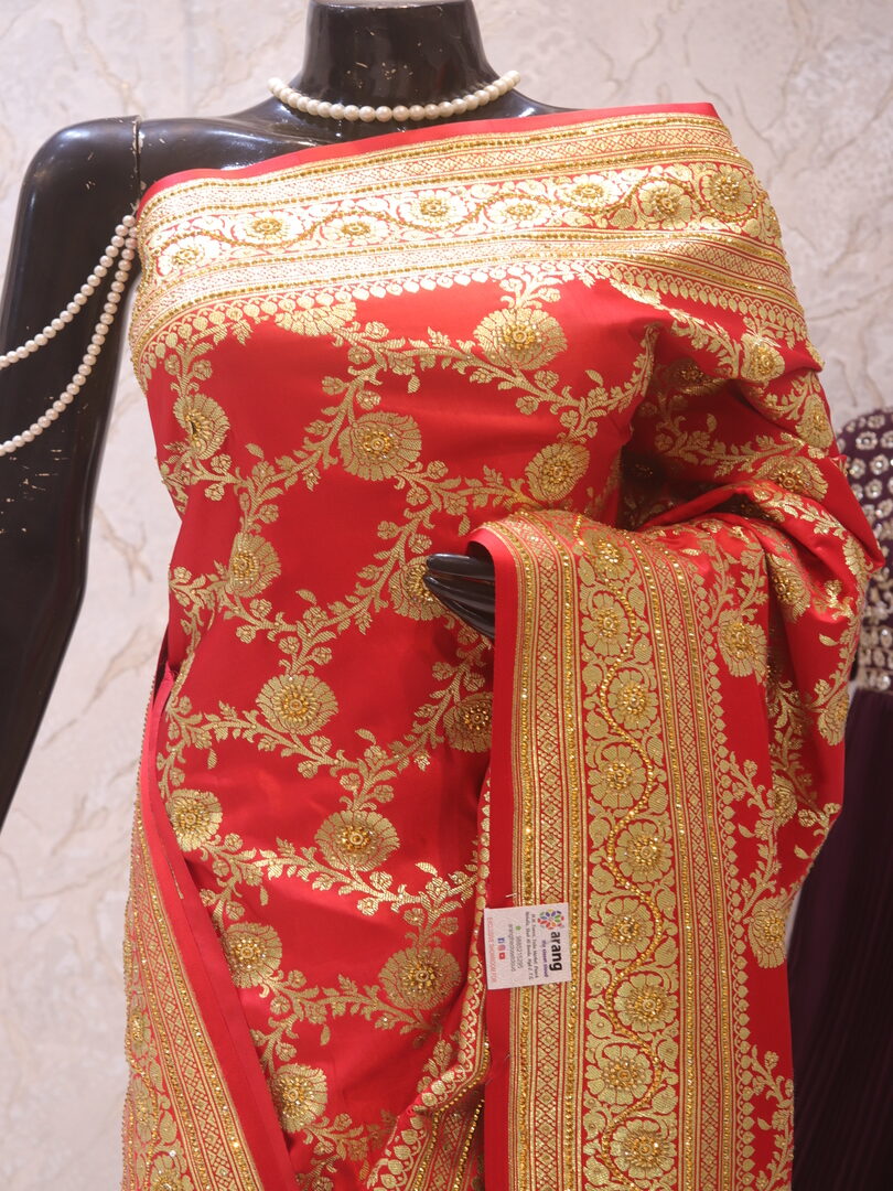 “The Bridal Red” Premium Banarasi Silk Saree - Image 2