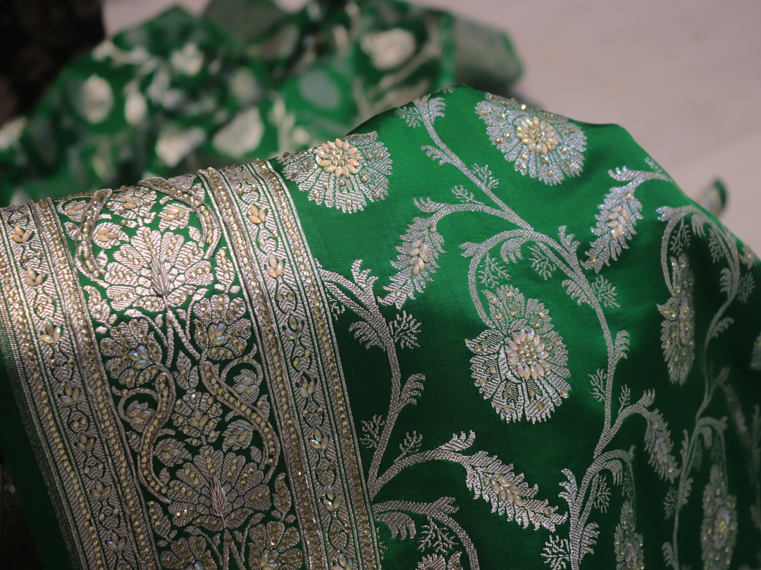 "The True Green" Premium Banarasi Silk Saree - Image 5