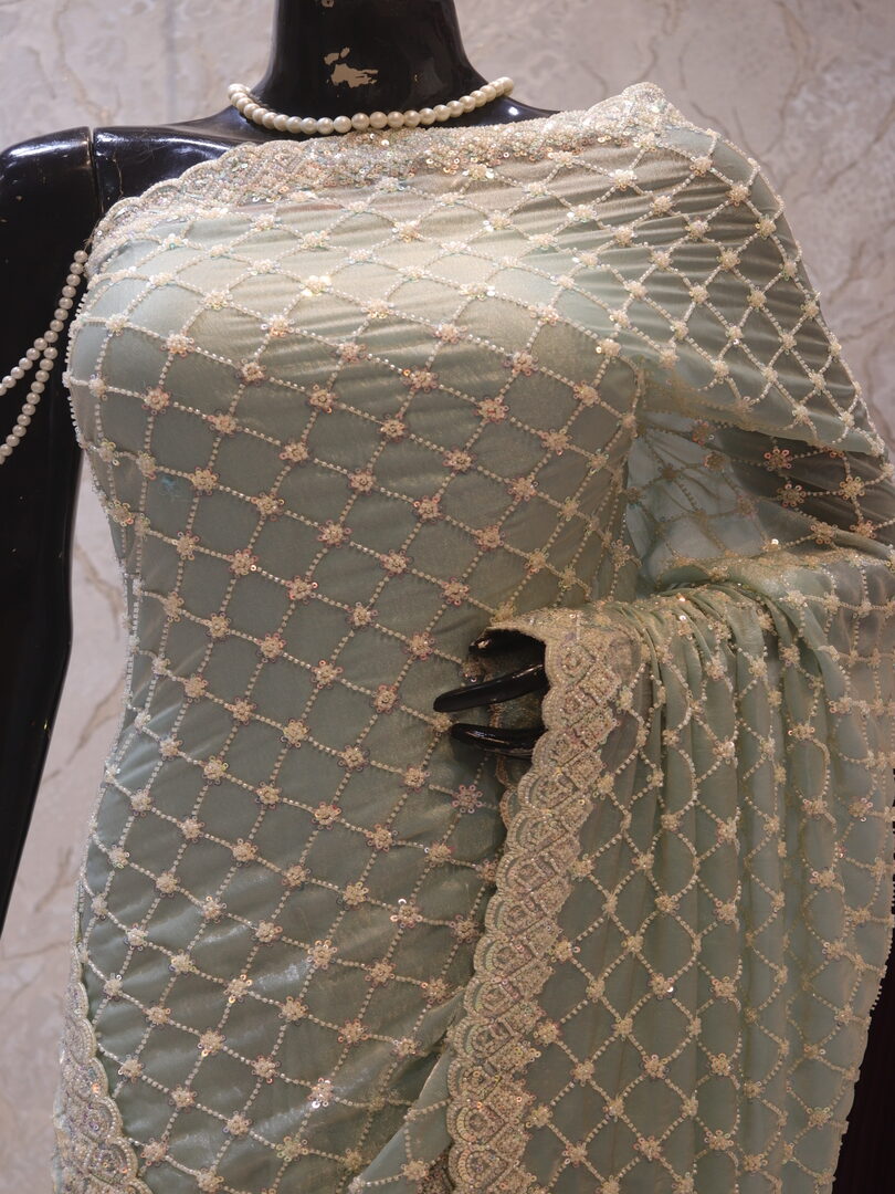 "The Baby Green" Premium Designer Saree - Image 2