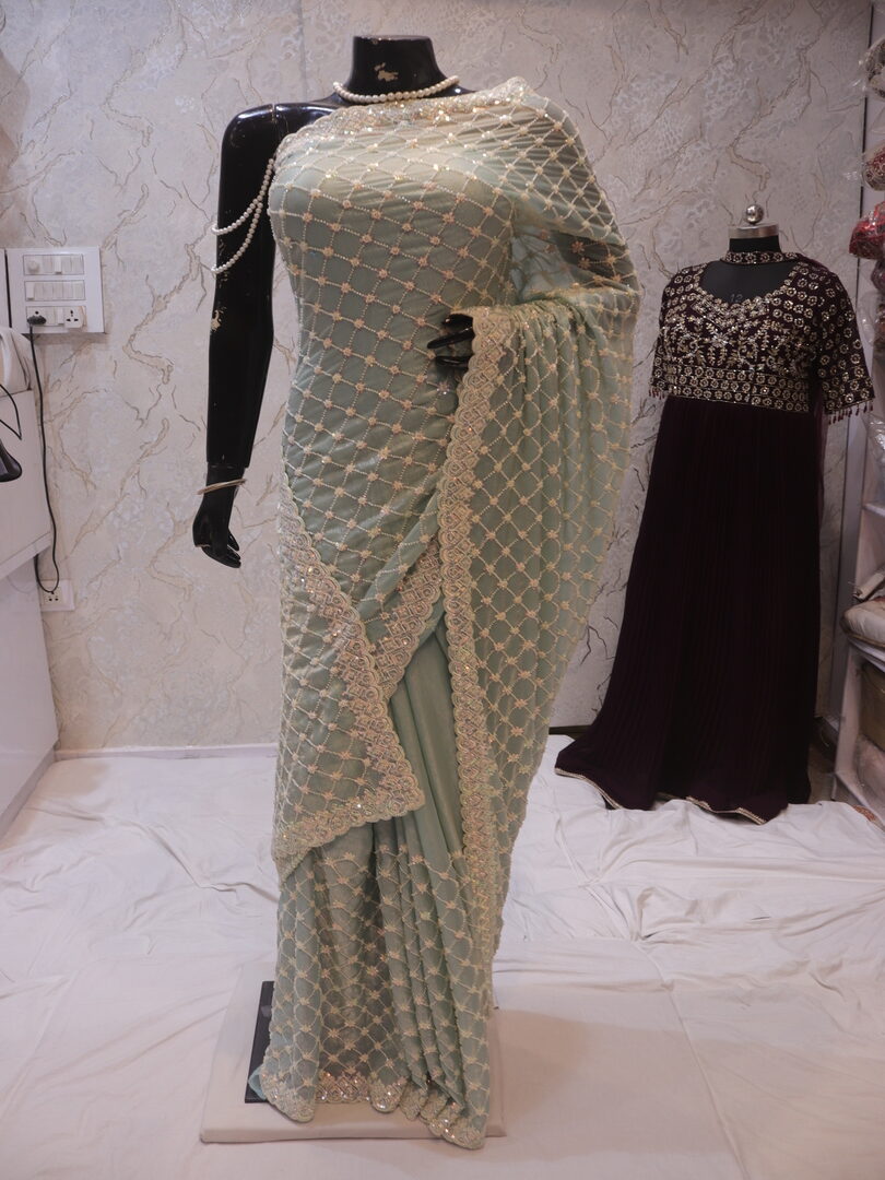 "The Baby Green" Premium Designer Saree - Image 3