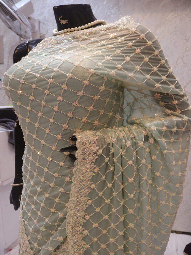 "The Baby Green" Premium Designer Saree - Image 4