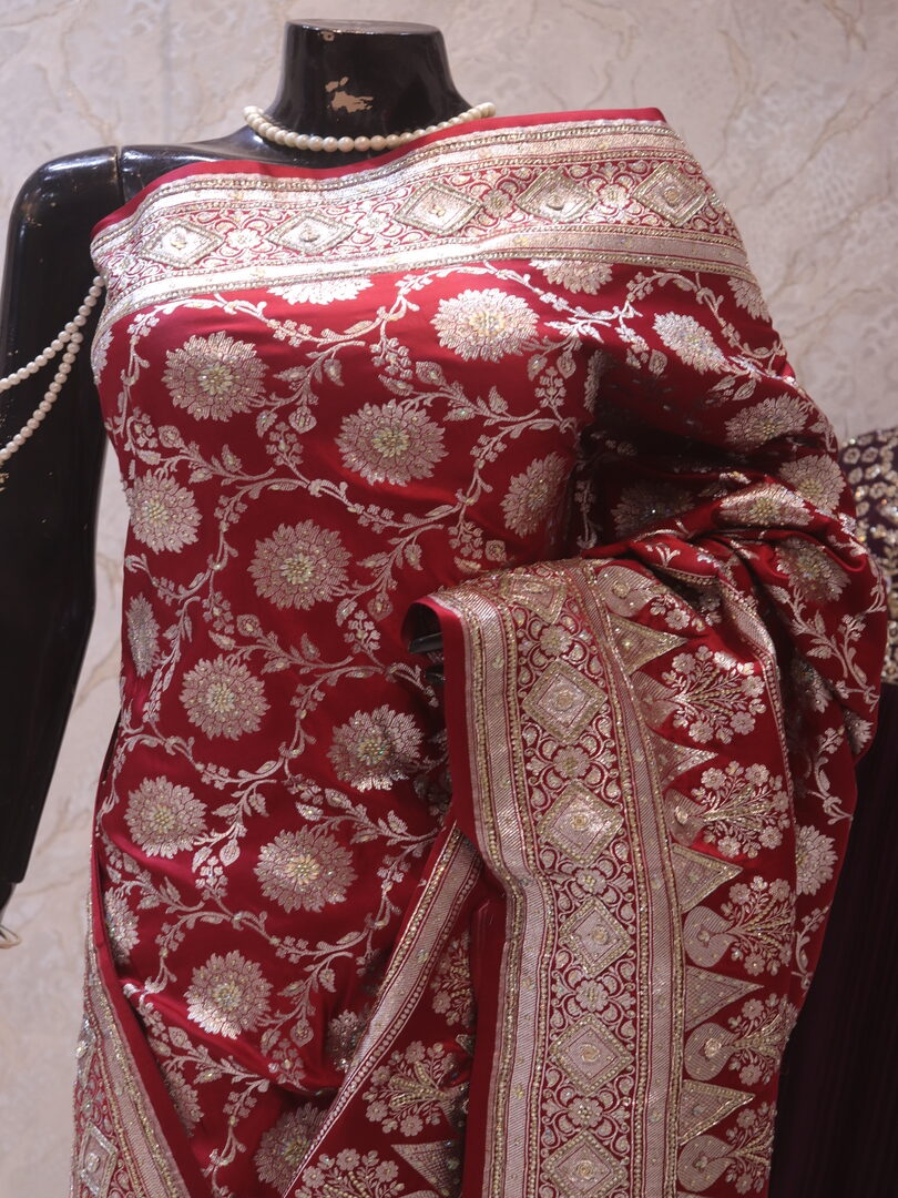 "The Aesthetic Maroon" Premium Banarasi Silk Saree - Image 2