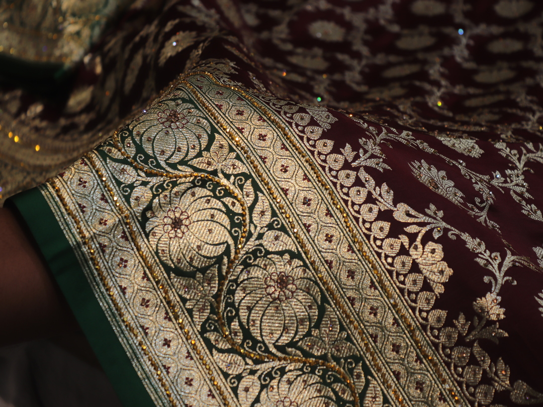 "The Garnet Duet" Premium Banarasi Silk Saree - Image 5