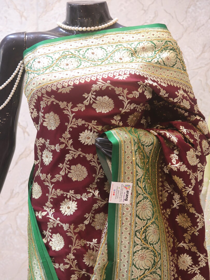 "The Garnet Duet" Premium Banarasi Silk Saree - Image 2