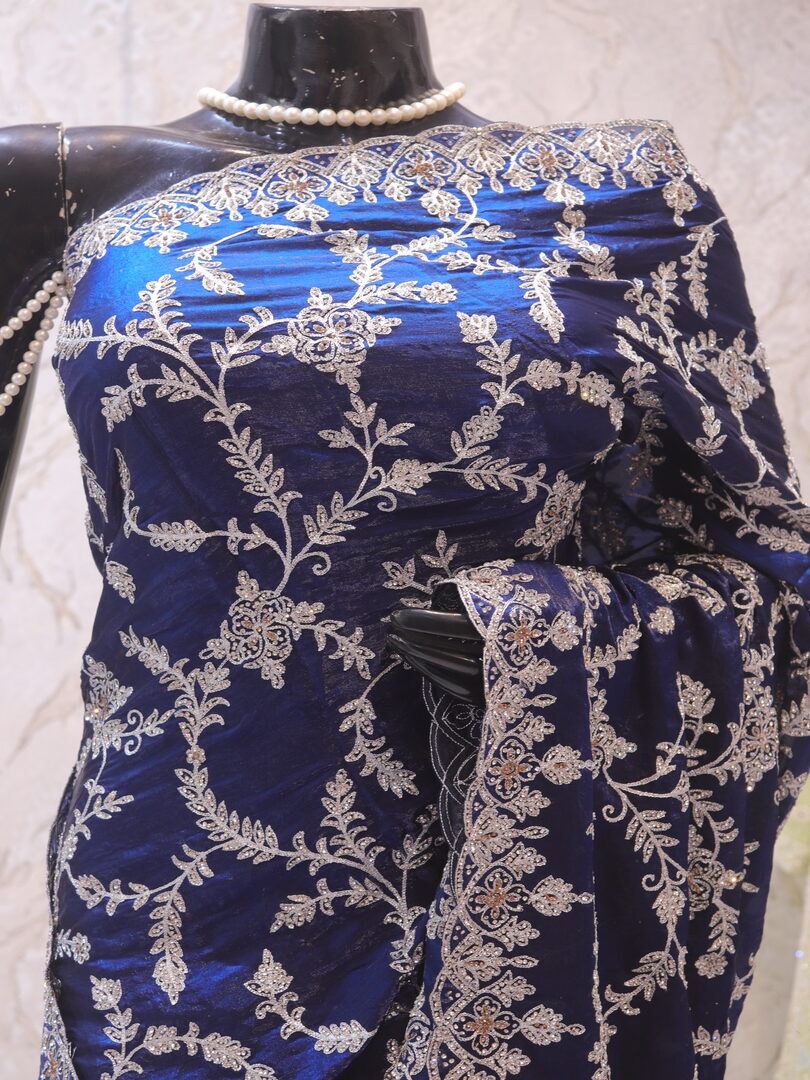 “The Egyptian Blue” Premium Designer Saree - Image 2