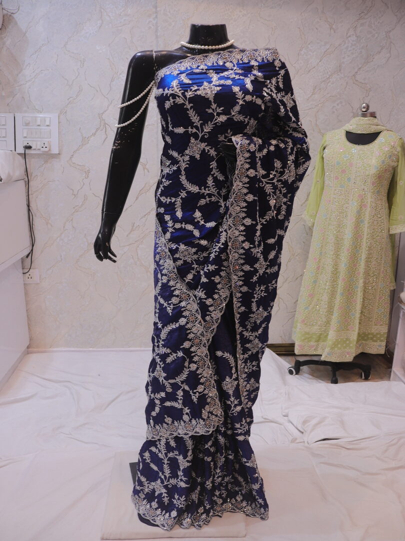 “The Egyptian Blue” Premium Designer Saree - Image 3