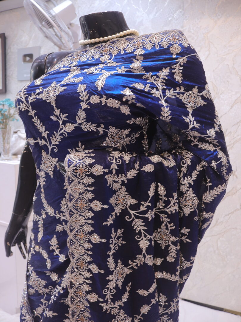 “The Egyptian Blue” Premium Designer Saree - Image 4