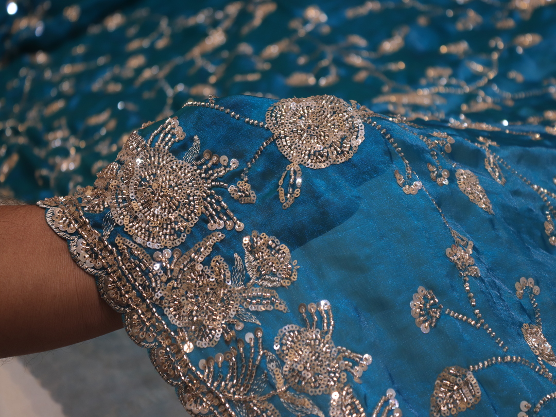 “The Pacific Blue” Premium Designer Saree - Image 5