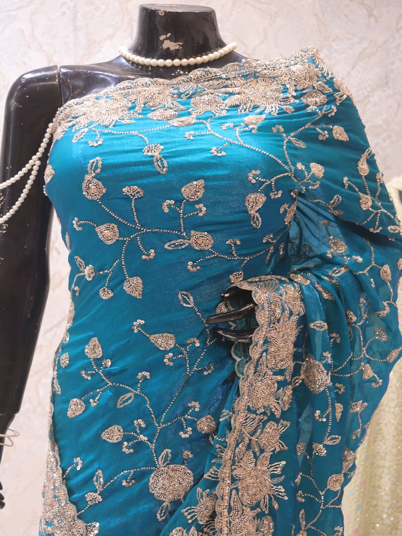 “The Pacific Blue” Premium Designer Saree - Image 2
