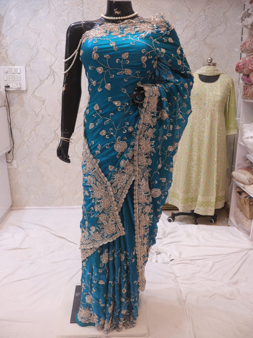 “The Pacific Blue” Premium Designer Saree - Image 3