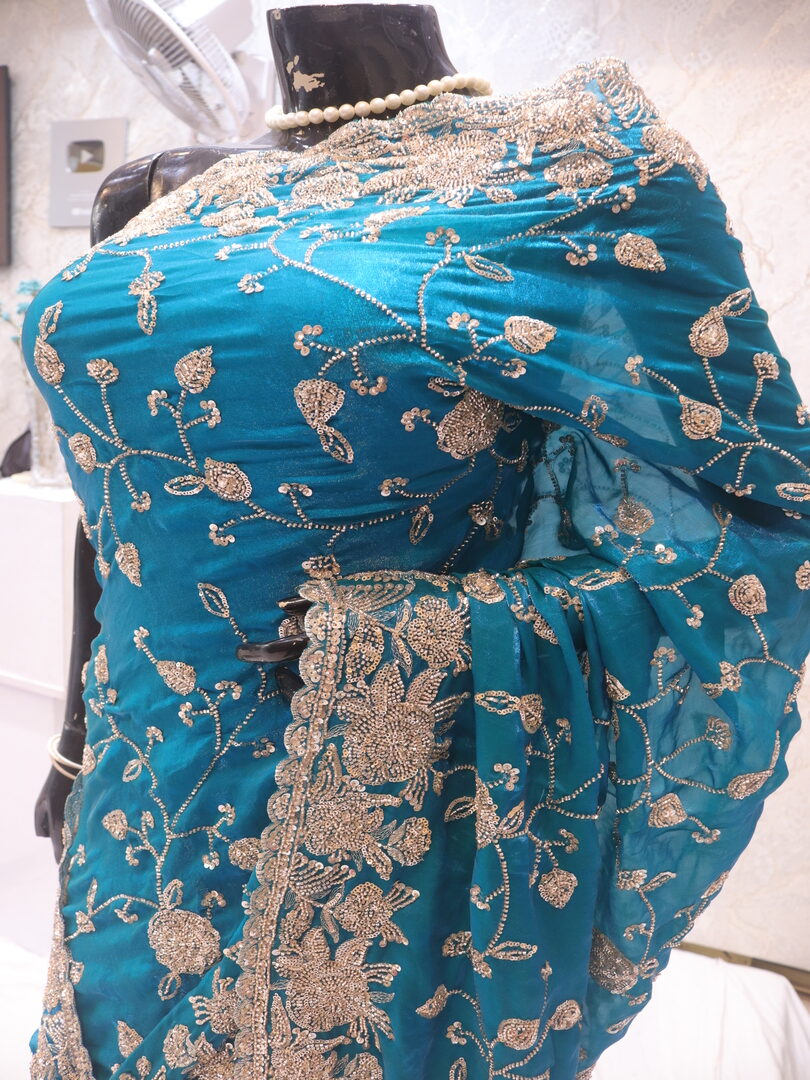 “The Pacific Blue” Premium Designer Saree - Image 4