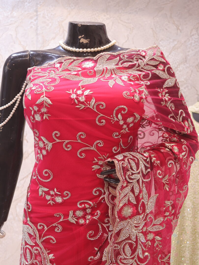 "The Ruber Pink" Premium Designer Saree - Image 2