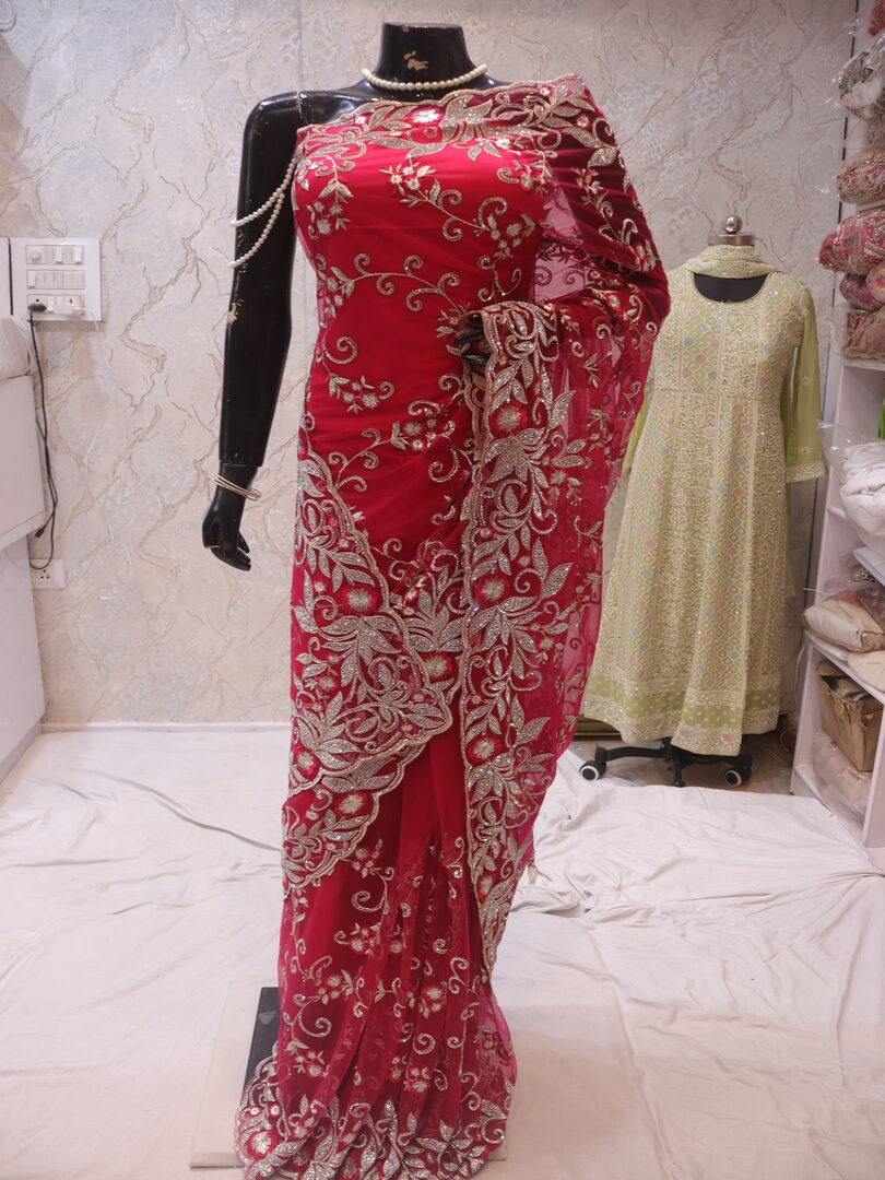 "The Ruber Pink" Premium Designer Saree - Image 3