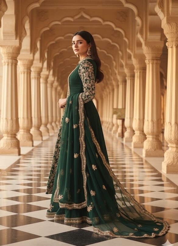 The Premium Designer Long Koti Frock Style Ready to Wear Dress - Image 4